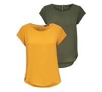 ONLY Onlvic S/S Solid Top WVN T-Shirt pour Femme, Jaune/Vert, 40