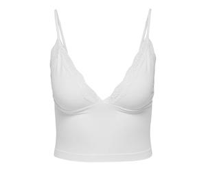 ONLY Onlvicky Débardeur en Dentelle pour Femme Col en V Blanc Vif Taille M, Blanc éclatant., M