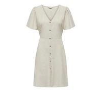 ONLY Onlvita Life Linen S/S Short Dress WVN Robe Droite avec Coupe ajustée à la Taille et Manches volumes, Pumice Stone, XL Femmes