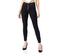 ONLY Onlwauw Hw Fly But Poc Skin DNM Jeans, Noir délavé, S x 30L Femme