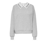 ONLY Onlwillow L/S O-Neck EMB. Ub SWT, Gris Clair chiné, L Femme