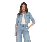 ONLY ONLWONDER LS Cropped DNM Jacket GUA Blouson, Bleu Jeans Clair, M Femme