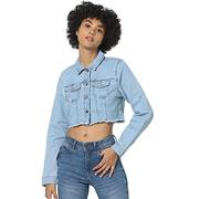 ONLY Onlwonder Ls Cropped DNM Veste Gua, Bleu Jeans Clair, XS Femme