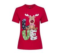 ONLY Onlxmas Life Yrsa Christmas S/S Top JRS, Urban Red, XS Femmes