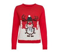 ONLY ONLXMAS Winter L/S Pullover Box KNT Pull-Over, Rouge à Risque élevé/Motif : Nuage D/Noir Ardoise/pin Ponderosa, M (Lot de 4) Femme