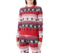 ONLY Onlxmas Reindeer Ls O-Neck Box KNT Pull Tricoté, Piment Piment/Motif : CD/Ciel Nocturne, M Femme
