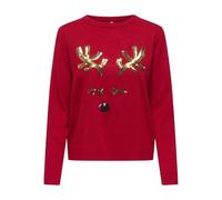 ONLY Onlxmas Shine Ls Oneck KNT, Salsa, S Femmes