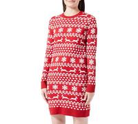 ONLY Onlxmas Snowflake Ls Dress CS KNT Robe Tricotée, Piment Piment/Motif : Danseur Cloud, L Femme