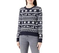 ONLY Onlxmas Snowflake Ls O-Neck KNT Pull Tricoté, Night Sky/Motif : Cloud Dancer, XL Femme