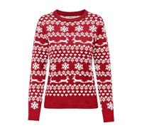 ONLY Onlxmas Snowflake Ls O-Neck KNT Pull Tricoté, Piment Piment/Motif : Danseur Cloud, M Femme