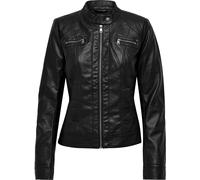 ONLY ONLY Black 100% Cotton Collarless PU Biker Jacket