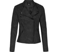 ONLY ONLY Black Collarless Faux Leather Biker Jacket