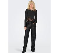 ONLY ONLY Black High Waisted Straight Leg Faux Leather Trousers