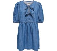 ONLY ONLY Blue Denim Tie Front Puff Sleeve Dress Blue EU 36 (UK 8)