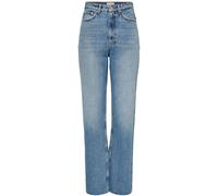 ONLY ONLY Blue High Waist Raw Hem Straight Leg Jeans