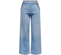 ONLY ONLY Blue High Waist Wide Leg Button Front Jeans With Super Stretch