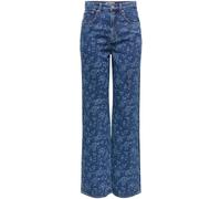 ONLY ONLY Blue High Waist Wide Leg Rose Print Jeans