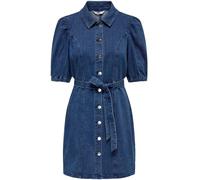 ONLY ONLY Blue Short Sleeve Tie Waist Midi Denim Dress Blue XS 6