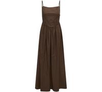 ONLY ONLY Brown Tie Back Waist Detail Long Strap Dress in Poplin Cotton Brown EU 34 (UK 6)