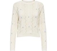 ONLY ONLY Cream Floral Details Cable Knit Jumper