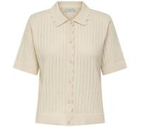 ONLY ONLY Cream Short Sleeve Button Through Knitted Polo Top Cream EU 44 (UK 16)