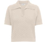ONLY ONLY Cream Short Sleeved Crochet Knit Polo Shirt Cream EU 34 (UK 6)