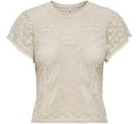 ONLY ONLY Cream Short Sleeved Crochet Tshirt