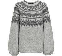 ONLY ONLY Grey Cosy Round Neck Fair Isle Knitted Jumper