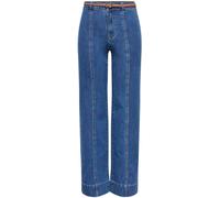 ONLY ONLY Mid Blue Wide Leg High Waisted Jeans With Super Stretch
