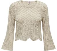 ONLY ONLY Natural 3/4 Sleeve Crochet Pullover Jumper