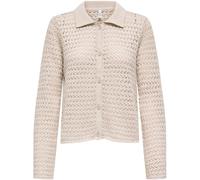 ONLY ONLY Natural Crochet Button Through Collar Cardigan