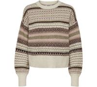 ONLY ONLY Natural Round Neck Fair Isle Knitted Jumper
