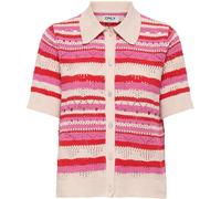 ONLY ONLY Red Pink Short Sleeve Button Through Knitted Polo Top Red EU 36 (UK 8)