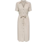 ONLY ONLY robe chemise mi-longue boutonnée à manches courtes en lin Crème EU 36 (UK 8)