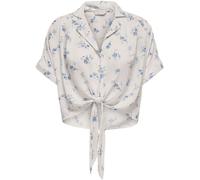 ONLY ONLY White/Blue Tie Front Short Sleeved Shirt White/Blue EU 34 (UK 6)
