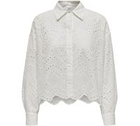 ONLY ONLY White Long Sleeved Broderie Anglais Shirt in 100% Cotton White EU 40-42 (UK 12-14)