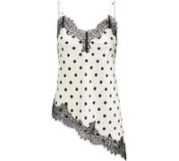 ONLY ONLY White Polka Dot Asymmetric Lace Detail Satin Top