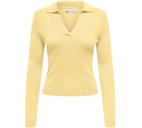 ONLY ONLY Yellow Ribbed Knit Polo Shirt Yellow EU 40-42 (UK 12-14)