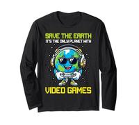 Only Planet with Video Games Earth Day Étudiants Enseignants Manche Longue