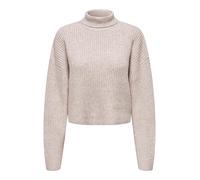 Only Pull à col roulé en tricot pour femmes – manches longues, épaules basses – Marron XS