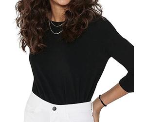 ONLY Pull Fin Femme col Rond Manches 3/4 tricoté Extensible - ONLGLAMOUR | Haut sans manches