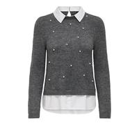 ONLY Pull Hiver Dolly Medium Grey Melange w. Cloud Dancer Woven Mix M