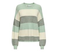 ONLY Damen Strickpullover Rundhals Langarm Schulter Gerippte Ärmel, Couleurs:Vert, Taille:L