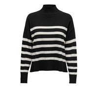 ONLY Pull Onlbari – Col montant en maille, manches longues – Noir/Rayures Nuage – M