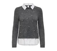 ONLY Pull-over 'ONLDOLLY' gris foncé / blanc, Taille S