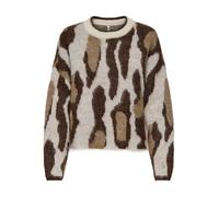 ONLY Pull-over 'ONLEDELIE' crème / camel / brun foncé, Taille XS