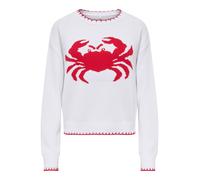 ONLY Pull-over 'ONLElise' rouge cerise / blanc, Taille L