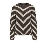 ONLY Pull-over 'ONLELIZA' brun foncé / blanc naturel, Taille S