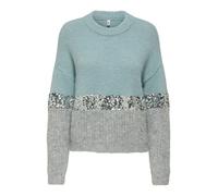 ONLY Pull-over 'ONLMAINE' aqua / gris chiné / argent, Taille XS