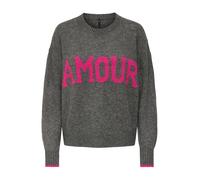ONLY Pull-over 'ONLNEW AMOUR' gris chiné / fuchsia, Taille L